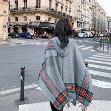 Load image into Gallery viewer, Thickened Warm Hooded Split Cloak Shawl