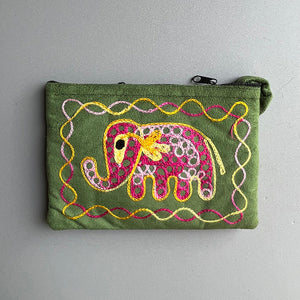 Nepali Hand-embroidered Suede Ethnic Style Mini Coin Purse Pocket Card Bag Short Fabric Coin Bag