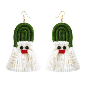 Christmas Earrings female creative cartoon christmas Bohemian tassel woven handmade earrings