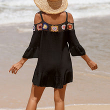 Load image into Gallery viewer, Holiday Suspenders Sun-protective Clothing Crocheted Lace Shoulder Dress Casual Short Solid Color Sunscreen Beach Skirt
