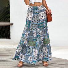 Load image into Gallery viewer, Printed skirt summer ethnic style high waist thin A-line skirt