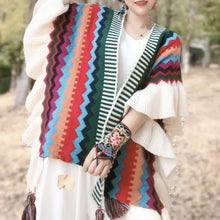 Load image into Gallery viewer, Ethnic style shawl women's wooden ears fashionably wear knitted cloak