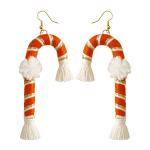 Christmas Earrings female creative cartoon christmas Bohemian tassel woven handmade earrings