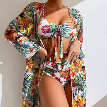 Load image into Gallery viewer, Swimsuit long sleeve blouse, split three-piece set printed sexy swimsuit women