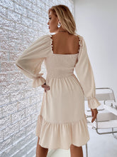 Load image into Gallery viewer, Pullover Square Neck Long Sleeve Ruffle high waist tight temperament commuter dress women