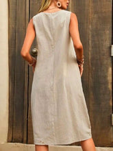 Load image into Gallery viewer, Casual Dress Cotton Linen Sleeveless Solid Amazon Loose U-neck Dress