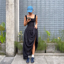 Load image into Gallery viewer, New Lazy Resort Style Pleated Front Cuff Design Extra-long Dress Goddess Skirt Swing Skirt