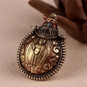 Hand-made Tibetan retro folk style Gagawu box small pot necklace pendant for men and women