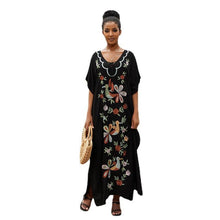 Load image into Gallery viewer, Black Cotton Embroidered Beach Blouse Embroidered Dress Vacation Sun Protection Bikini Blouse