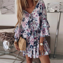 Load image into Gallery viewer, Chiffon Pink Pullover Show Thin Cotton Short Skirt Mid Waist Dress Women