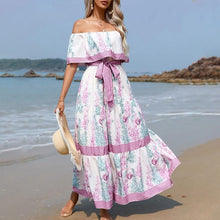 Load image into Gallery viewer, Spring and Summer New One-shoulder Print Long Swing Dress