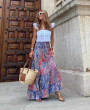 Load image into Gallery viewer, Summer street style women's print long skirt ruffled skirt skirt