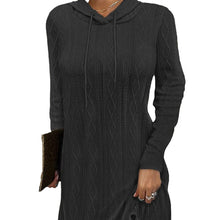 Load image into Gallery viewer, Autumn New Solid Color Long Sleeve Hooded Pullover Knit Dress