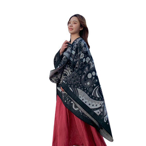 Multi-purpose Tibetan Style Shawl Cashew Flower Cloak Winter Warm Open National Wind Air-conditioning Scarf