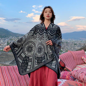 Tibetan ethnic shawl grassland thickened cloak scarf