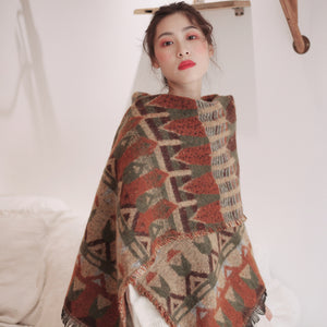 New Geometric Aesthetic Design Scarf Women's Winter Thickened Super Large Warm Travel Shawl Dual-purpose Autumn Gift