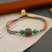 Load image into Gallery viewer, Bohemian Retro Nepalese Pearl Turquoise Frosted Stone Simple Multi-color Beaded Hand Woven Bracelet