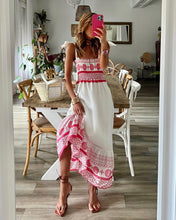 Load image into Gallery viewer, Summer New Lace up Printing Sweet and Elastic Bohemian Style Dress