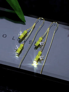Bamboo Tassel Earrings Female Niche Design Sense National Style Retro Earrings