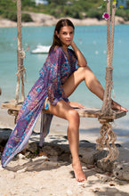 Load image into Gallery viewer, Quick-dry strip cardigan with floral border for holiday beach bikini top