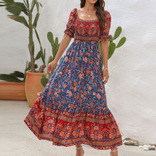 Load image into Gallery viewer, Bohemia Beach Resort Dress Off Shoulder Bubble Sleeves Retro Comfortable Fashion Dress