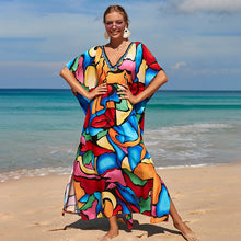 Load image into Gallery viewer, Printed beach skirt loose robe seaside holiday bikini swimsuit smock sunscreen blouse women