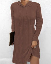 Load image into Gallery viewer, Autumn New Solid Color Long Sleeve Hooded Pullover Knit Dress