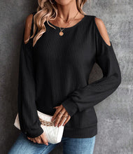 Load image into Gallery viewer, Autumn and Winter New Off-the-shoulder Buttons Loose Long-sleeved T-shirt Tops