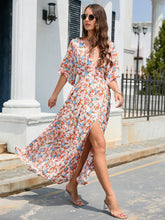 Load image into Gallery viewer, Sexy deep V-neck small florals cinched waist maxi dress resort-inspired dress