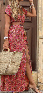 Summer New Dress Bohemian Short Sleeve Printed Dress