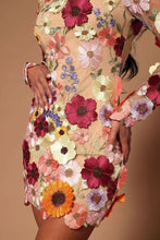 Load image into Gallery viewer, Three-dimensional flowers wrap hip sexy dress