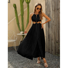 Load image into Gallery viewer, Temperament beach resort split halterneck maxi dress Stylish backless chiffon maxi dress