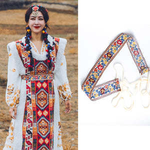 Bandwidth waist seal ethnic style Tibetan clothes robe with string waist chain retro embroidery women's national style