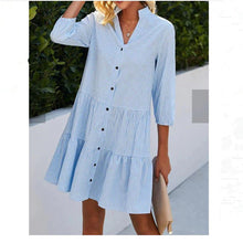 Load image into Gallery viewer, Women&#39;s Spring 5/4 Sleeve Women&#39;s Checkered Standing Collar Shirt Dress