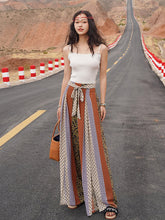 Load image into Gallery viewer, Bohemian ethnic wind and snow spinning split wide leg vacation beach pants summer high waisted pants