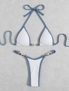 Drawstring lace-up swimsuit bikini
