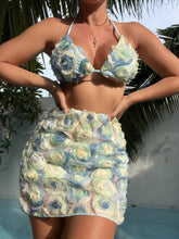 Load image into Gallery viewer, New 3D Rose Flower Split Three piece Bikini