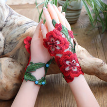 Load image into Gallery viewer, National style hollow embroidery gloves