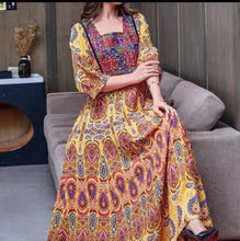 Load image into Gallery viewer, Bohemian Ethnic Style Big Swing Embroidery Dress Women&#39;s Long Dress