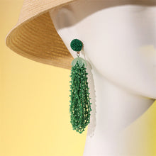 Load image into Gallery viewer, Long beaded fringed earrings women&#39;s vintage bohemian earrings