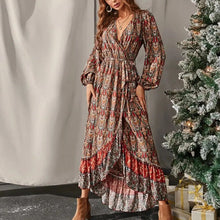 Load image into Gallery viewer, Fall New Long Sleeve Swing Boho Print Dress