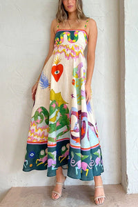 New Suspender Printed Sleeveless Large Swing Dress