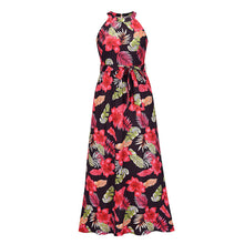 Load image into Gallery viewer, Hanging neck retro print dress seaside beach dress