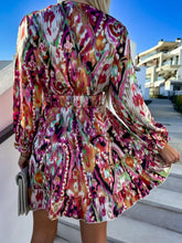 Load image into Gallery viewer, Stylish new printed waist V-neck long-sleeved dress