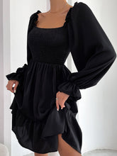 Load image into Gallery viewer, Pullover Square Neck Long Sleeve Ruffle high waist tight temperament commuter dress women