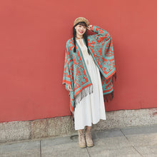 Load image into Gallery viewer, Tibetan ethnic totem flower big shawl retro warm scarf