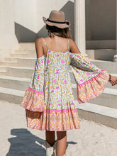 Load image into Gallery viewer, Popular Loose Strap Print Off Shoulder Tassel Dress Holiday Dress