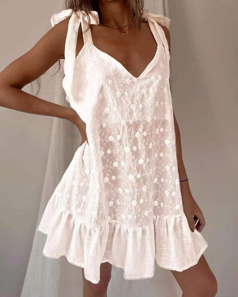 Fashion V-Neck Lace up Open Back Princess Style Dress