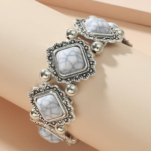 Personality vintage geometric turquoise stretch bracelet women's bohemian bracelet jewelry