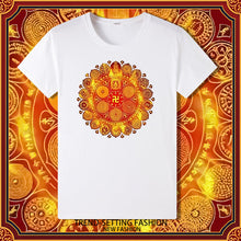 Load image into Gallery viewer, Grand Perfection Victory Mantra Wheel Print Summer Bottom Male and Female Couple Short-sleeved T-shirt